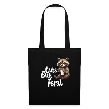 Mignon mais sauvage buveur de café raton laveur dessin animé - Sac en tissu - noir - Devant