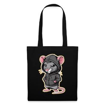 Cool Rat in a Stylish Hoodie - Funny Animals - Tote Bag - black - Front