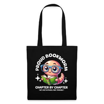 Fier, mignon rat de bibliothèque avec des lunettes livre de lecture - Sac en tissu - noir - Devant