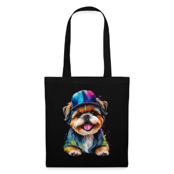 Shih Tzu Snapback Cap Chien Drôle Animal Print - Sac en tissu - noir - Devant