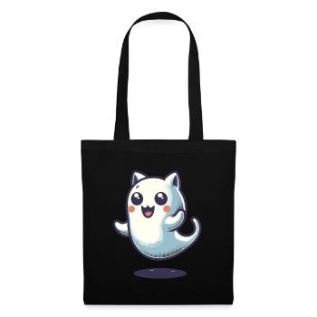 Niedliche Geister Katze Kawaii Geist Haustier - Stoffbeutel - Schwarz - Vorne