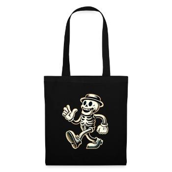 Squelette d’os d’Halloween de dessin animé vintage rétro - Sac en tissu - noir - Devant