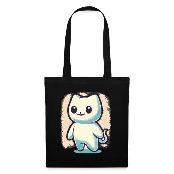 Niedliche Geister Katze Kawaii Geist Haustier - Stoffbeutel - Schwarz - Vorne