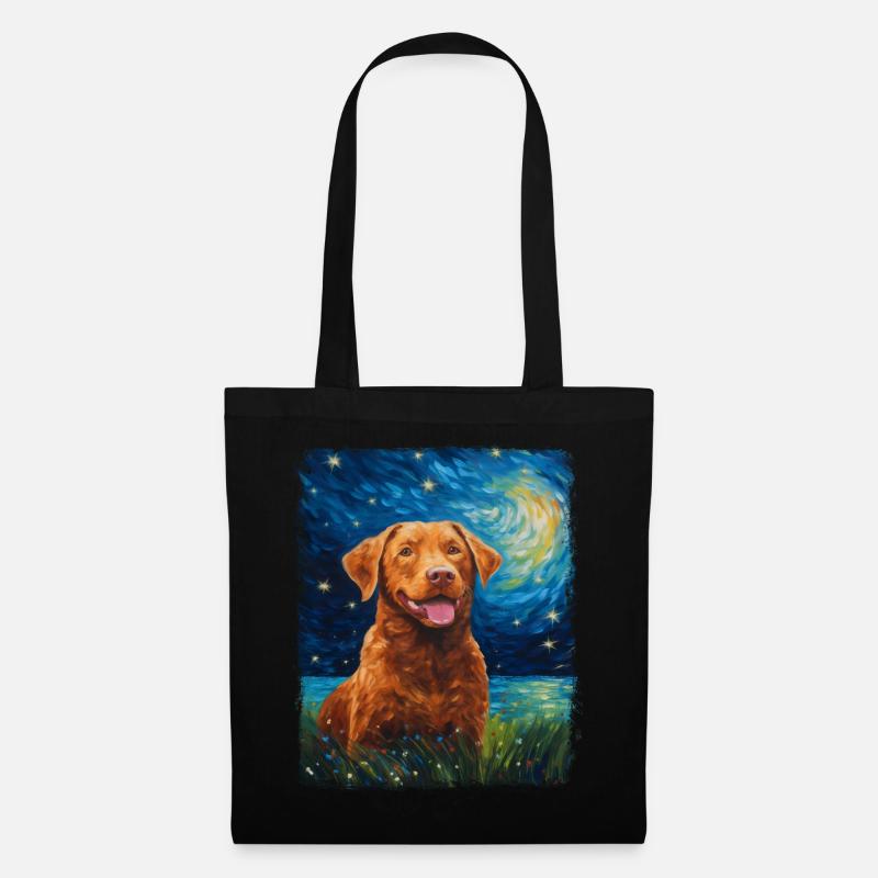 Chesapeake Bay Retriever Hund Sternennacht Gemälde - Stoffbeutel - Schwarz