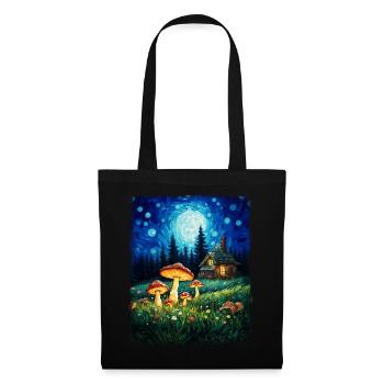 Cottagecore esthétique Nature champignon étoilé nuit Ma - Sac en tissu - noir - Devant