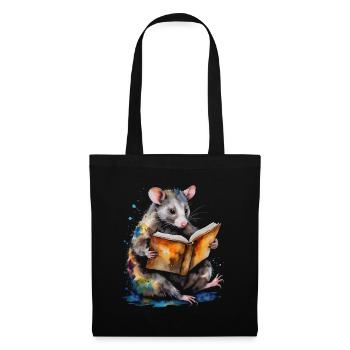 Possum Lecture Coloré Animal Design Imprimer - Sac en tissu - noir - Devant