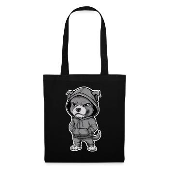Cool dog in stylish hoodie - Tote Bag - black - Front