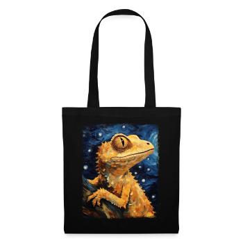 Crested Lizard Starry Night Painting - Tote Bag - black - Front