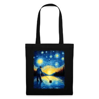 Joueur de pierre de curling Peinture nuit étoilée - Sac en tissu - noir - Devant