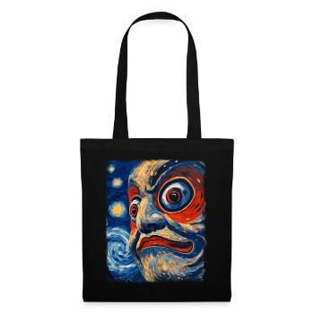 Daruma Puppe Japan Sternennacht Malerei - Stoffbeutel - Schwarz - Vorne