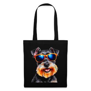 Zwergschnauzer Sonnenbrille Hund Lustig Tier Print - Stoffbeutel - Schwarz - Vorne