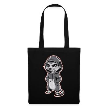 Cool meerkat in stylish hoodie - Tote Bag - black - Front
