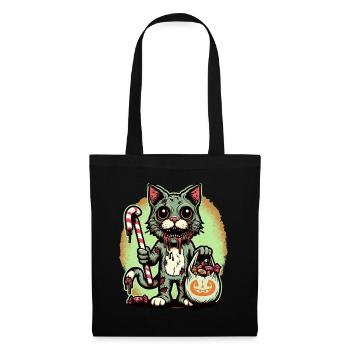 Chat zombie effrayant Trick or Treat - Sac en tissu - noir - Devant