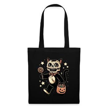Chat zombie mort-vivant Halloween - Sac en tissu - noir - Devant