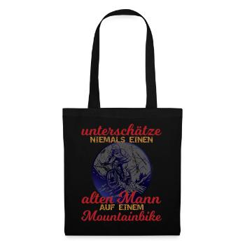 Lustiger Fahrrad Spruch alter Mann Mountainbike - Stoffbeutel - Schwarz - Vorne