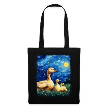 Ducks Birds Starry Night Painting - Tote Bag - black - Front