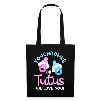 Touchdowns oder Tutus für Gender-Reveal-Partys - Stoffbeutel - Schwarz - Vorne