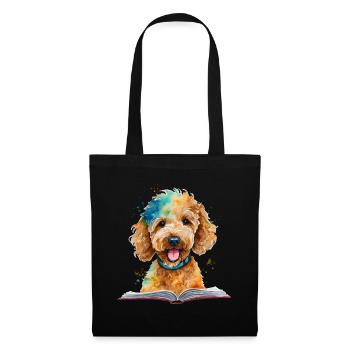 Goldendoodle lecture livre chien Animal Design Print - Sac en tissu - noir - Devant