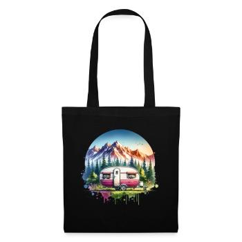 Camping camping-car caravane - Sac en tissu - noir - Devant