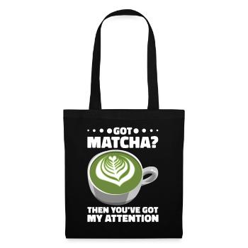 Japanischer Matcha Tee Grüntee Matcha Latte - Stoffbeutel - Schwarz - Vorne