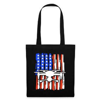 Drohne amerikanische Flagge Quadrocopter Pilot - Stoffbeutel - Schwarz - Vorne