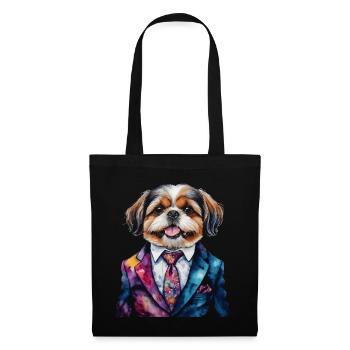 Shih Tzu Costume Chien Coloré Drôle Animal Design Imprimer - Sac en tissu - noir - Devant