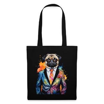 Carlin Costume Chien Coloré Drôle Animal Design Imprimer - Sac en tissu - noir - Devant