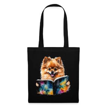 Poméranien Poméranien Livre de lecture Imprimé de chien - Sac en tissu - noir - Devant