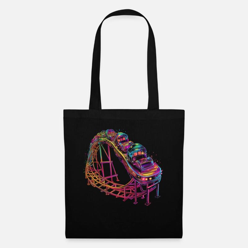 Achterbahn Vergnügungspark Popart - Stoffbeutel - Schwarz