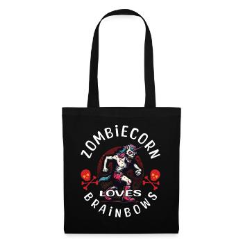 Zombiecorn Loves Brainbows Fête d’Halloween - Sac en tissu - noir - Devant