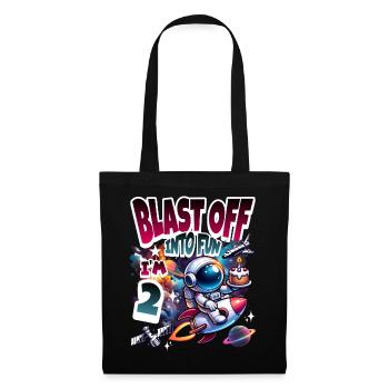 Astronaute 2e anniversaire Espace - Sac en tissu - noir - Devant
