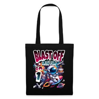 Astronaute 1er anniversaire Espace - Sac en tissu - noir - Devant