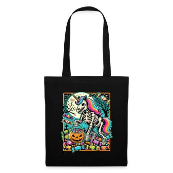 Drôle de squelette de licorne aime les bonbons - Sac en tissu - noir - Devant