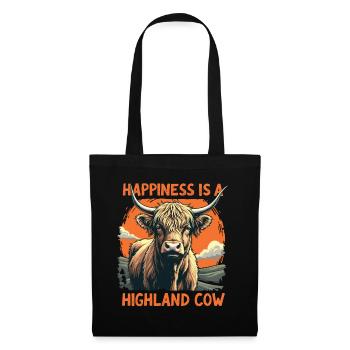 Schottisches Hochlandrind Highland Cow Hochlandkuh - Stoffbeutel - Schwarz - Vorne