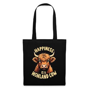 Schottisches Hochlandrind Highland Cow Hochlandkuh - Stoffbeutel - Schwarz - Vorne