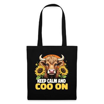 Schottisches Hochlandrind Highland Cow Hochlandkuh - Stoffbeutel - Schwarz - Vorne
