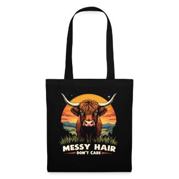 Schottisches Hochlandrind Highland Cow Hochlandkuh - Stoffbeutel - Schwarz - Vorne
