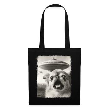 Pékinois chien OVNI Alien extraterrestre Selfie - Sac en tissu - noir - Devant