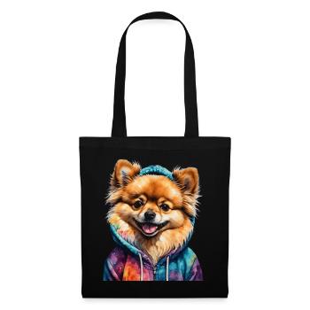Pomeranian Pomeranian Pomeranian Hoodie Dog Print - Tote Bag - black - Front