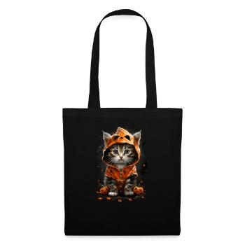 Kitten in Pumpkin Costume - Halloween Pumpkin Design - Tote Bag - black - Front