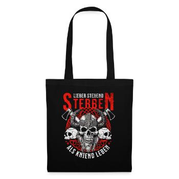 Viking Skull Design Warrior Saying - Tote Bag - black - Front