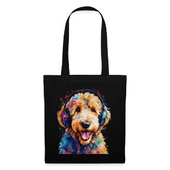Goldendoodle Casque Chien Animal Design Imprimer - Sac en tissu - noir - Devant