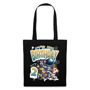 Astronaute 2e anniversaire Chien de l'espace drôle - Sac en tissu - noir - Devant