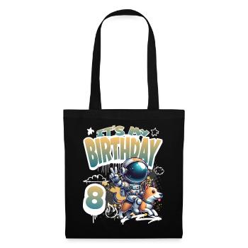 Astronaute 8e anniversaire Chien de l'espace drôle - Sac en tissu - noir - Devant