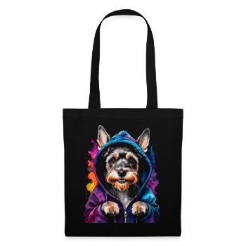 Zwergschnauzer Hoodie Hund Lustig Tier Print - Stoffbeutel - Schwarz - Vorne