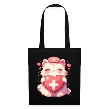 Chat Infirmière Kawaii Infirmière Médecin - Sac en tissu - noir - Devant