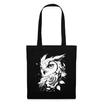 hibou Rose esthétique florale oiseau de nuit cadeau d’oiseau - Sac en tissu - noir - Devant