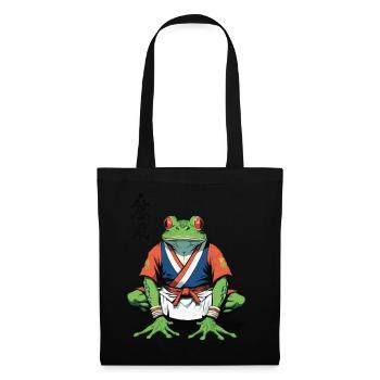 Samurai Frog & Vintage Ukiyo-e Style Design - Tote Bag - black - Front