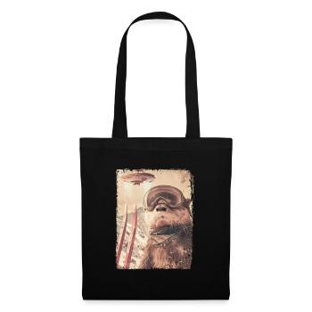 UFO Retro Vintage Uncanny Alien Ski Otter - Stoffbeutel - Schwarz - Vorne