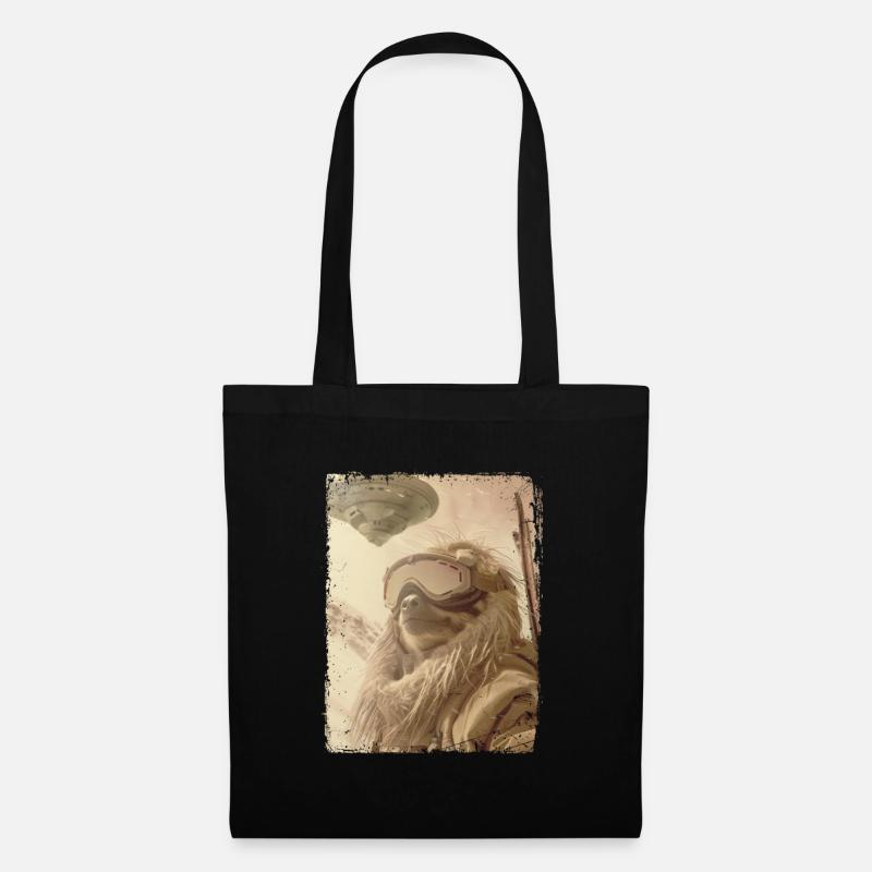 UFO Retro Vintage Uncanny Alien Ski Sloth - Stoffbeutel - Schwarz